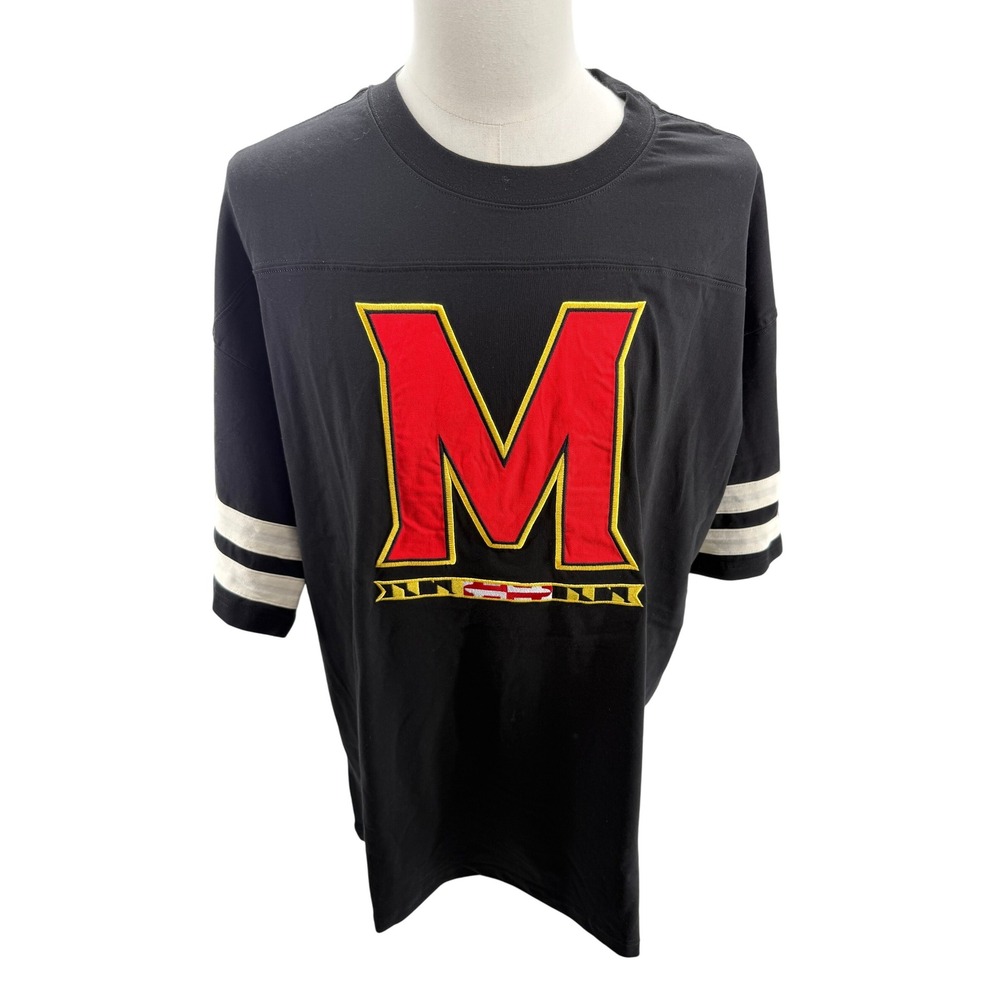 Mitchell & Ness Maryland Terrapins Black Throwback Jersey Tee Shirt Mens 2XL NEW